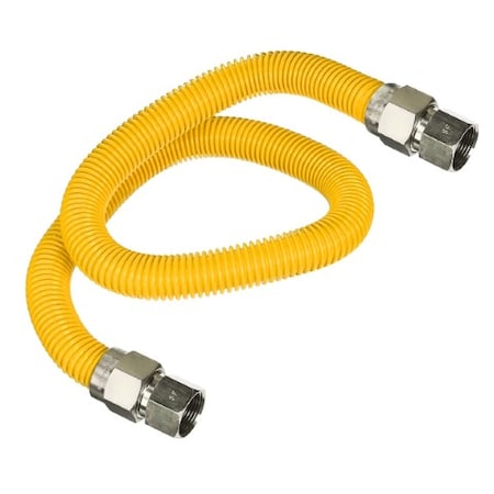Flextron Gas Line Hose 3/8'' O.D.x60'' Len 3/8" FIP Fittings Yellow Coated Stainless Steel Flexible Connector FTGC-YC14-60H